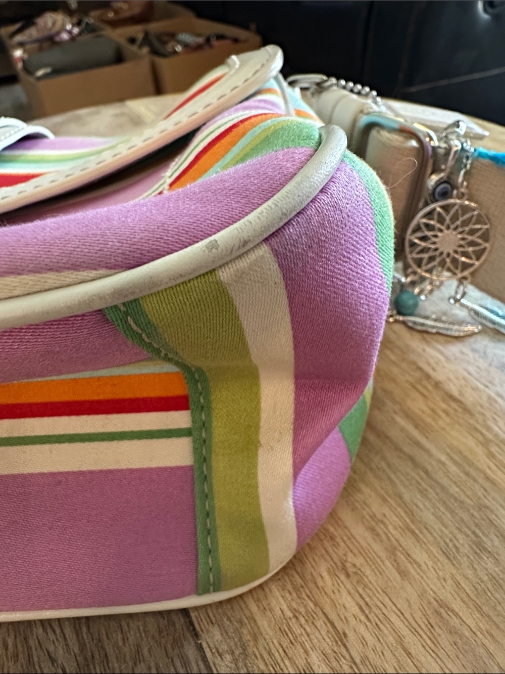 Coach Hampton  Flap Convertible Multicolor Striped Crossbody - Picture 5 of 12